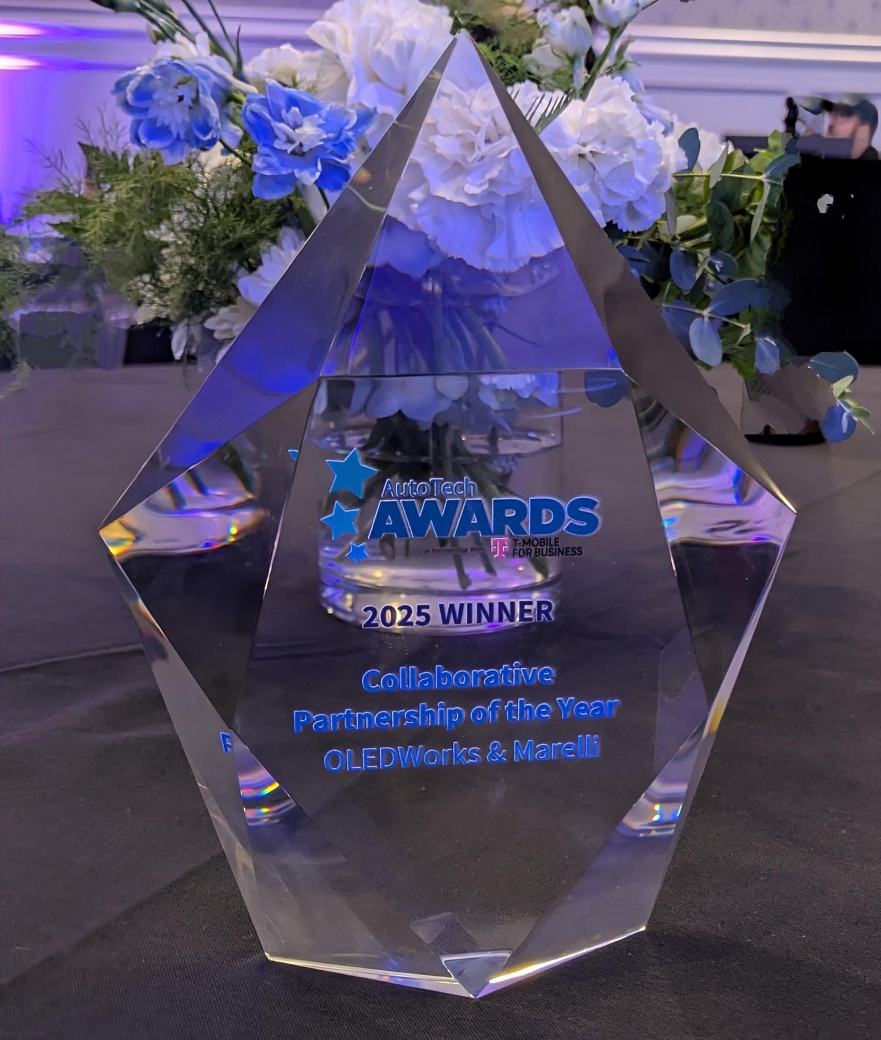 OLEDWorks and Marelli Win 2025 AutoTech Collaborative Partnership Award for Groundbreaking Digital OLED 2.0 Rear Lights OLEDWorks and Marelli Win 2025 AutoTech Collaborative Partnership Award for Groundbreaking Digital OLED 2.0 Rear Lights